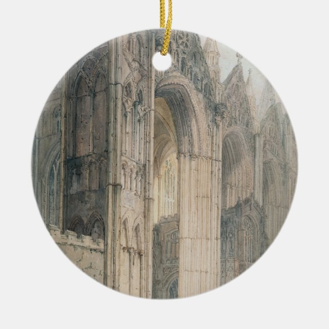 Peterborough Cathedral (w/c on paper) Ceramic Tree Decoration (Front)