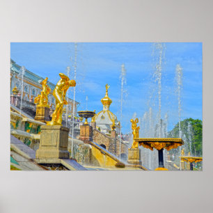 Peterhof Golden Statues, Russia Poster