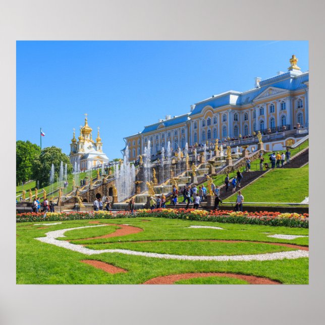 Peterhof Palace and Grand Cascade of fountains Poster (Front)