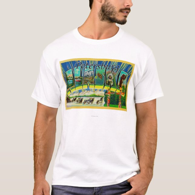 Petersburg, Alaska - Large Letter Scenes T-Shirt (Front)
