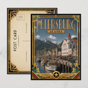 Petersburg Alaska Vintage Art Deco Golden Age Postcard