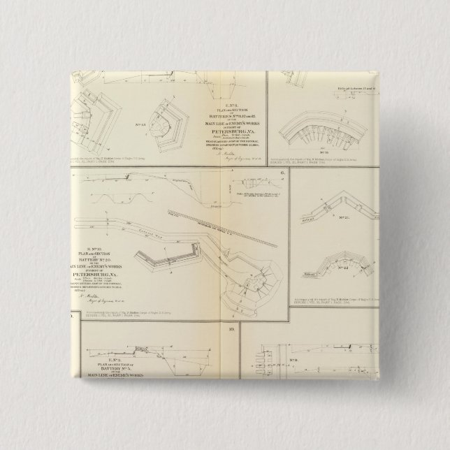 Petersburg, Va batteries, siege 15 Cm Square Badge (Front)