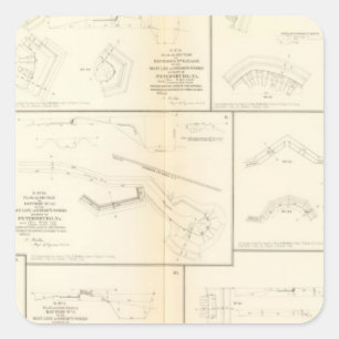 Petersburg, Va batteries, siege Square Sticker