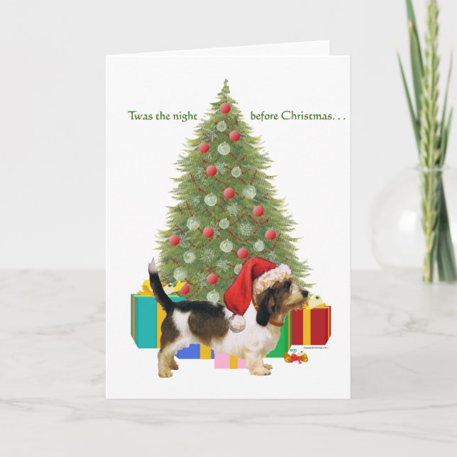 Petit Basset Griffon Vendeen Christmas Holiday Card (Front)