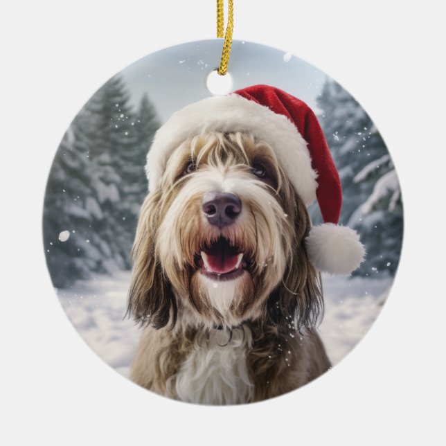Petit Basset Griffon Vendeen Dog Christmas Ceramic Tree Decoration (Front)