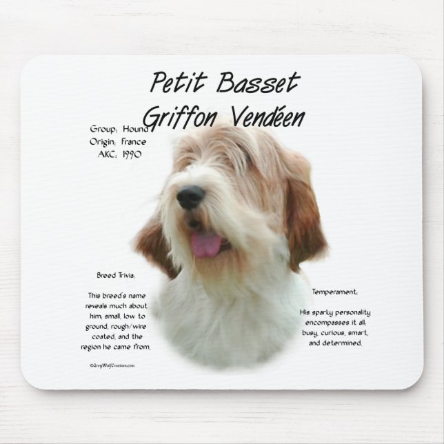 Petit Basset Griffon Vendeen History Design Mouse Mat (Front)