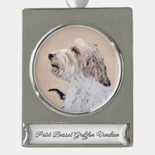 Petit Basset Griffon Vendéen Painting - Dog Art Si Silver Plated Banner Ornament