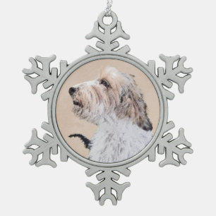 Petit Basset Griffon Vendéen Painting - Dog Art Snowflake Pewter Christmas Ornament