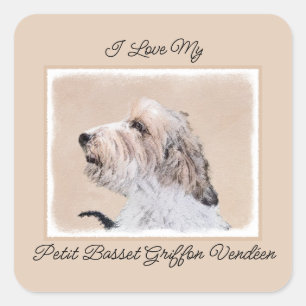 Petit Basset Griffon Vendéen Painting - Dog Art Sq Square Sticker