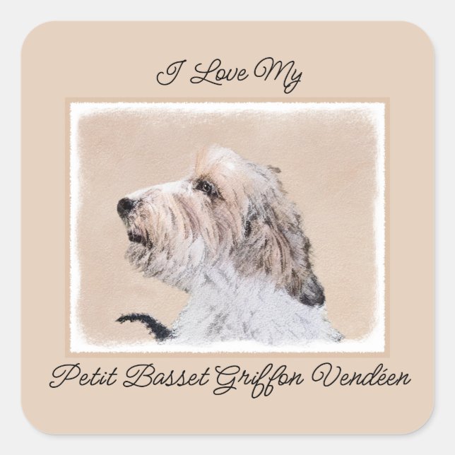 Petit Basset Griffon Vendéen Painting - Dog Art Sq Square Sticker (Front)