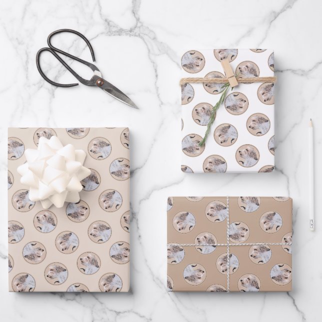 Petit Basset Griffon Vendéen Painting PBGV Dog Art Wrapping Paper Sheet (Front)