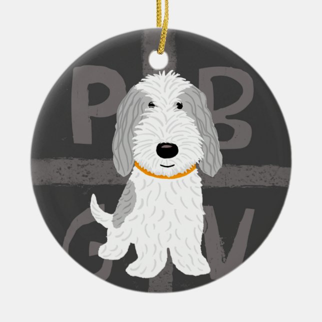 Petit Basset Griffon Vendeen PBGV Dog Holiday Ceramic Tree Decoration (Front)