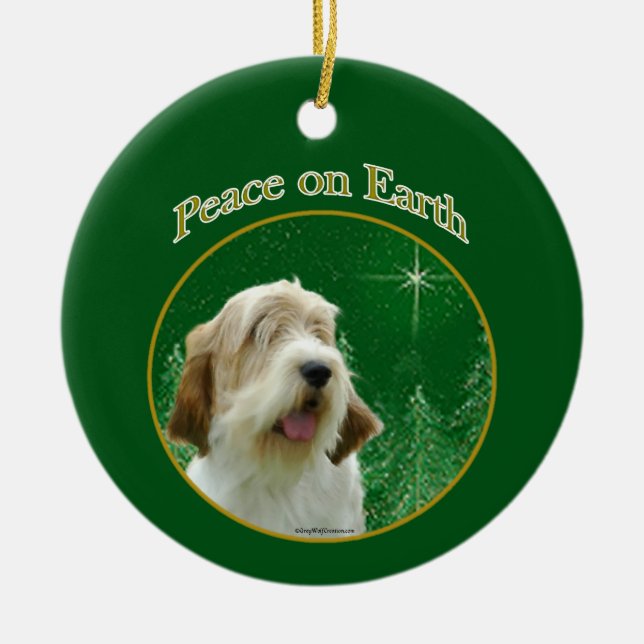 Petit Basset Griffon Vendeen Peace Ceramic Tree Decoration (Front)