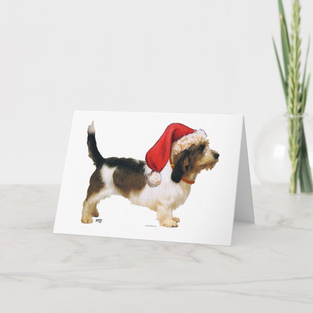 Petit Basset Griffon Vendeen Santa's Helper Holiday Card (Front)