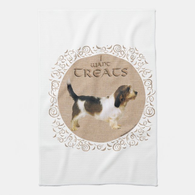 Petit Basset Griffon Vendeen Treats Tea Towel (Vertical)