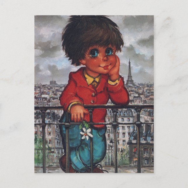 Petit Poulbot à la fleur Postcard (Front)