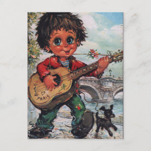Petit Poulbot à la guitare Postcard
