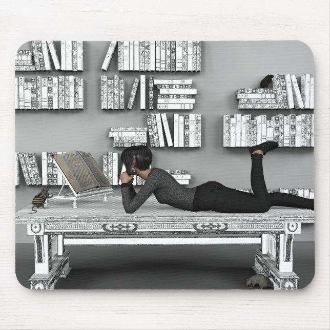 Petit rat de bibliothèque (bookworm) mouse mat (Front)