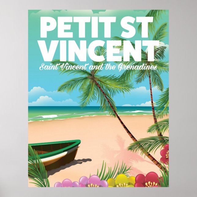 Petit Saint Vincent vintage style beach poster (Front)