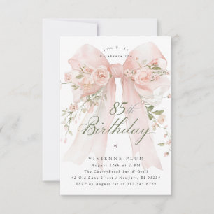 PETITE 85th Birthday Party Elegant Pink Floral Invitation