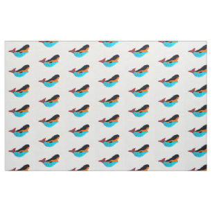 petite blue mermaids on white fabric