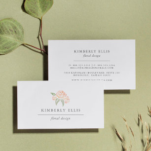Petite Bouquet   Peach Watercolor Floral Business Card