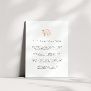 Petite Bouquet Wedding Guest Details Card   Peach