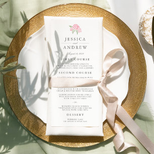 Petite Bouquet Wedding Menu Card   Blush