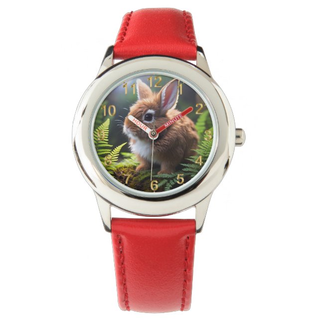"Petite Charm: The Brown and White Dwarf Bunny" Watch (Front)