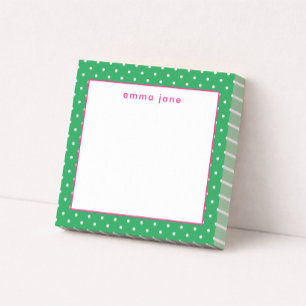 Petite Dots Pink and Green Personalized Post-it Notes