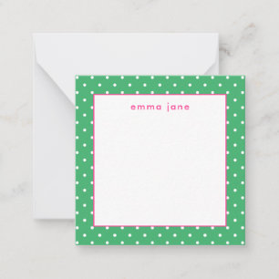 Petite Dots Pink and Green Personalized Small Card