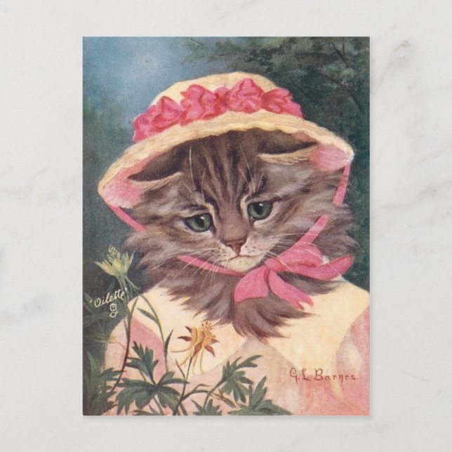 Petite fille chat postcard (Front)