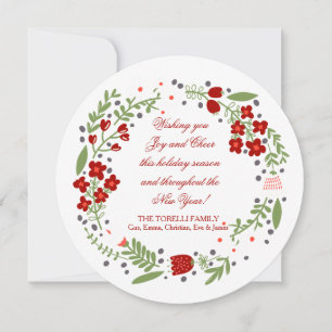 Petite Floral Wreath Holiday Card