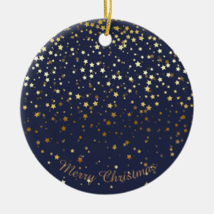 Petite Golden Stars Christmas Ornament-Midnight Ceramic Tree Decoration