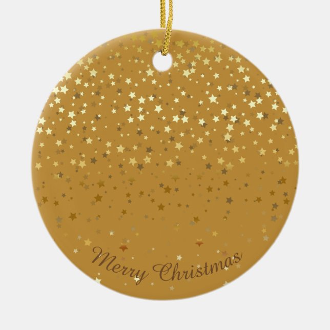 Petite Golden Stars Christmas Ornament-Orche Ceramic Tree Decoration (Front)