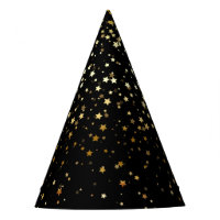 Petite Golden Stars Party Hat-Black