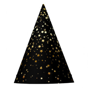 Petite Golden Stars Party Hat-Black Party Hat