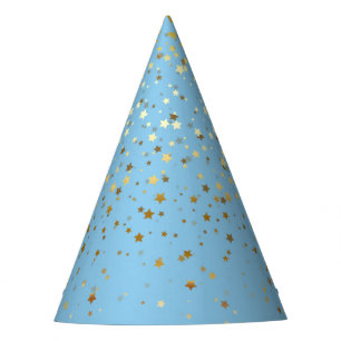 Petite Golden Stars Party Hat-Blue Hat