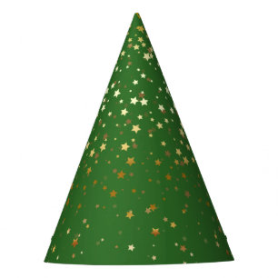 Petite Golden Stars Party Hat-Green Hat