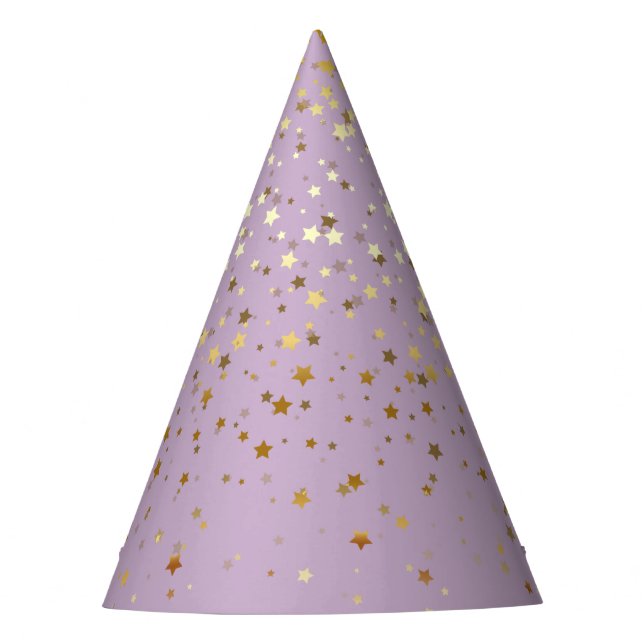 Petite Golden Stars Party Hat-Lavender Hat (Front)