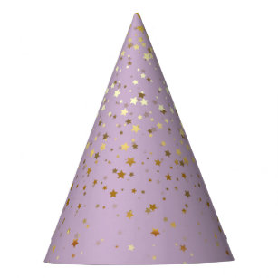 Petite Golden Stars Party Hat-Lavender Party Hat