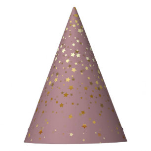 Petite Golden Stars Party Hat-Mauve Pink Hat