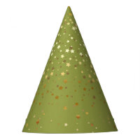 Petite Golden Stars Party Hat- Olive Green