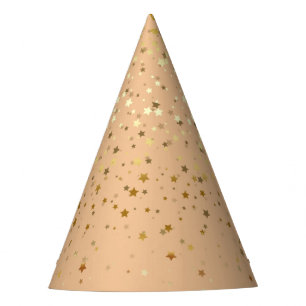 Petite Golden Stars Party Hat-Peach Hat
