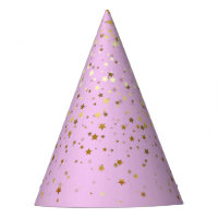 Petite Golden Stars Party Hat-Pink