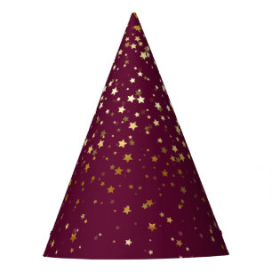 Petite Golden Stars Party Hat-Plum Berry Hat