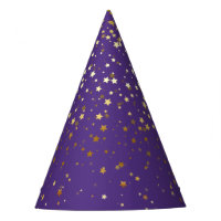Petite Golden Stars Party Hat-Purple