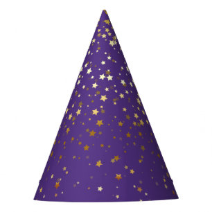 Petite Golden Stars Party Hat-Purple Hat