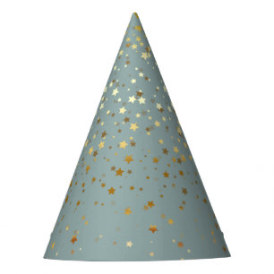 Petite Golden Stars Party Hat-Sea Foam Mist Hat