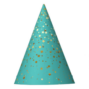 Petite Golden Stars Party Hat-Turquoise Sea Hat